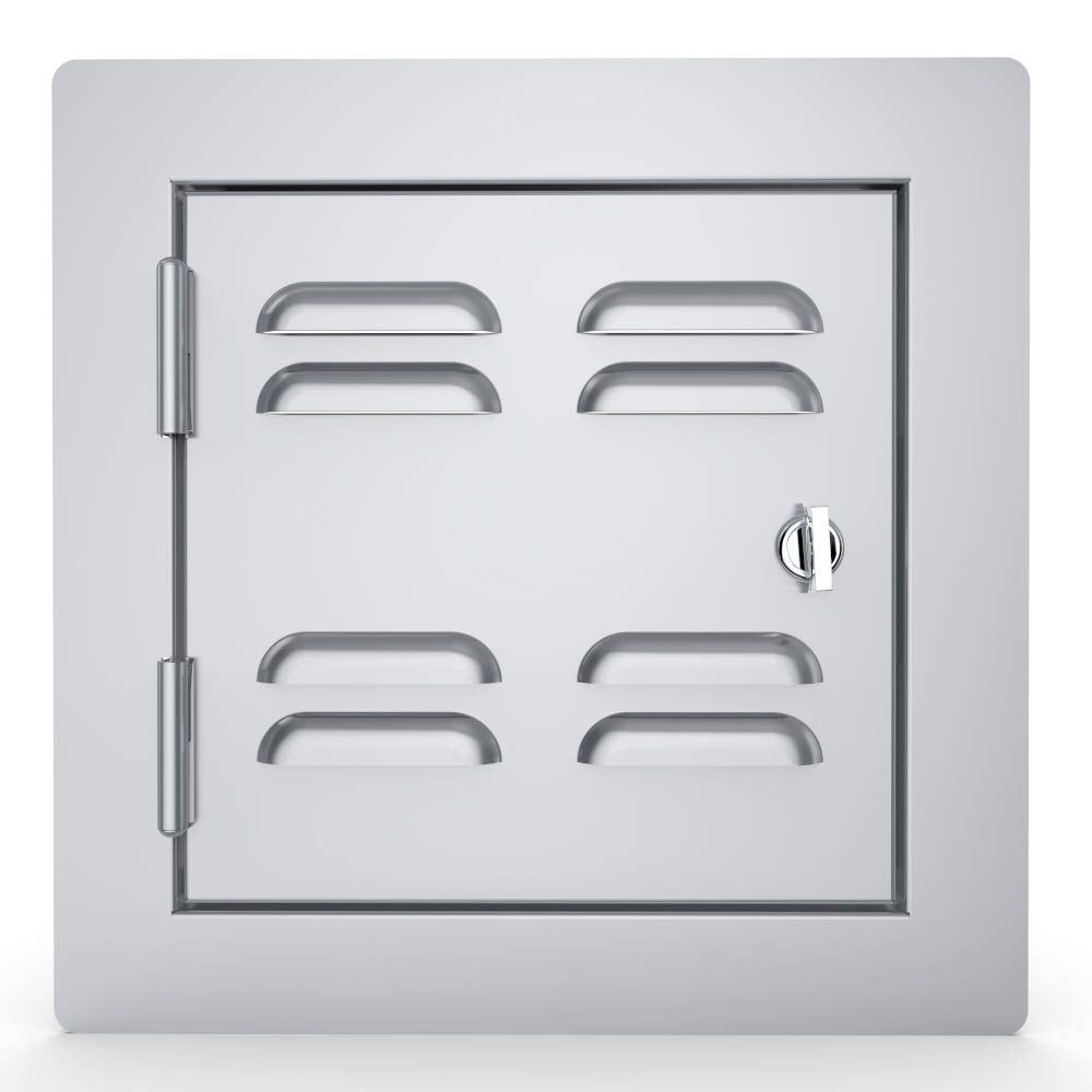 Sunstone Classic Style Flush Series 12" Single Door Vented - A sleek 16 gauge stainless steel access door for outdoor plumbing, gas, or electrical access.