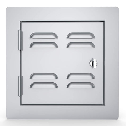 Sunstone Classic Style Flush Series 12" Single Door Vented - A sleek 16 gauge stainless steel access door for outdoor plumbing, gas, or electrical access.