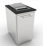 Sunstone 18" Trash Drawer Cabinet with removable counter rail and spacious design for optimal use.