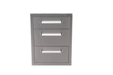 Bonfire Stainless Steel Vertical Triple Drawer with three self-closing drawers for outdoor kitchen.