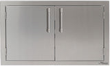 Alfresco Double Access Doors in sizes 30, 36, and 42 inches, perfect for outdoor kitchen storage solutions by Alfresco.