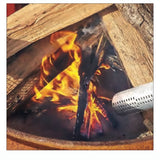 Electro Torch Hot Air Fire Starter in action, showcasing its electric ignition feature for safe fire starting by Electro Torch.