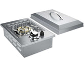 Sunstone Drop-In Single Burner in polished 304 stainless steel, perfect for outdoor cooking.