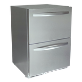 RCS 2-Drawer Fridge with large dual drawers and LED interior lights, perfect for outdoor kitchens.