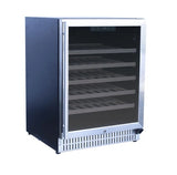 Interior view of the Summerset 24” Outdoor Rated Dual Zone Wine Cooler displaying storage for up to 54 wine bottles.