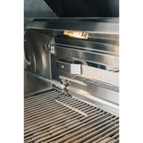 The multi-fuel capability of the American Made Grills Estate 36" grill displayed with various fuel options.
