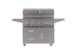 Bonfire Whistler 500 Prime Grill Cart 42" - A high-end stainless steel gas grill by Bonfire, featuring five burners, ample storage, and an elegant design, perfect for outdoor cooking.