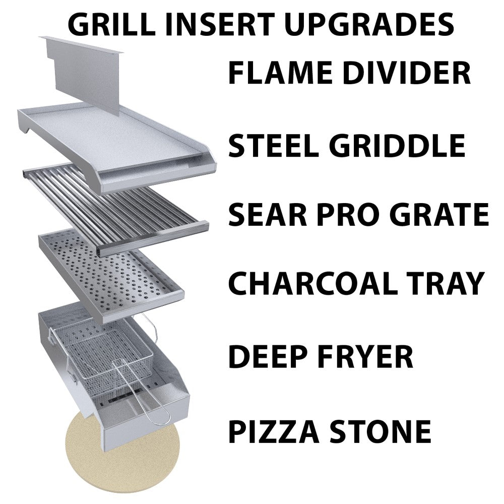 Sunstone Ruby 42" 5 Burner Grill equipped with a smoker box and rotisserie motor in an outdoor setting.
