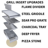 Sunstone Ruby 42" 5 Burner Grill equipped with a smoker box and rotisserie motor in an outdoor setting.