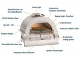 Fire Magic Built-in Pizza Oven glowing with interior light, demonstrating its pre-heating capability for delicious pizza.
