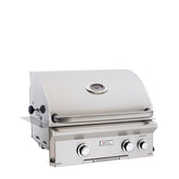 AOG 'L' Series 24” Gas Drop-in Grill showcasing advanced features like stainless steel construction and halogen lights. Perfect for outdoor cooking enthusiasts.