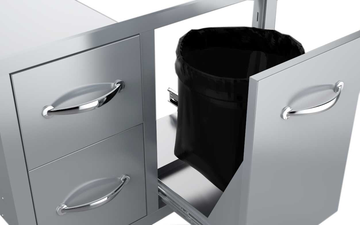 Sunstone Classic Series Flush Style 30” Tank Tray Double/Triple with spacious drawers for BBQ tools and propane storage.