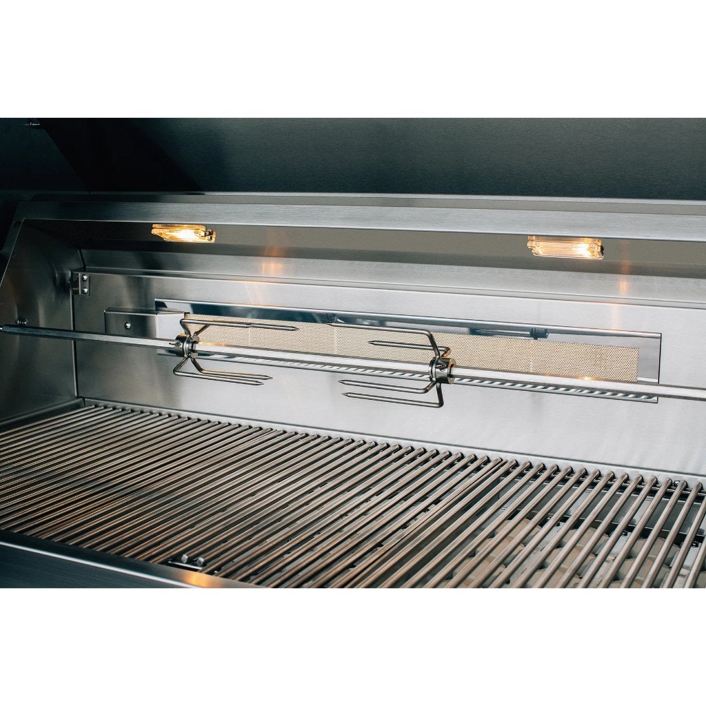 American Made Grills Estate 36" Built-In Multi-Fuel Grill - A dazzling view featuring LED control knobs and interior halogen lights.