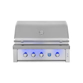 American Made Grills Estate 36" Built-In Multi-Fuel Grill - View of the sleek stainless steel design and large cooking surface.