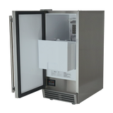 RCS UL Rated Ice Maker with 26lb storage capacity and dimensions suitable for outdoor kitchens.