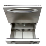 Close-up view of the RCS 2-Drawer Fridge, showcasing the digital controls and soft close drawers.
