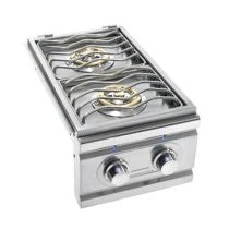 Summerset TRL Double Side Burner with LED Illumination showcasing its sleek design and durable stainless steel construction for outdoor kitchens.