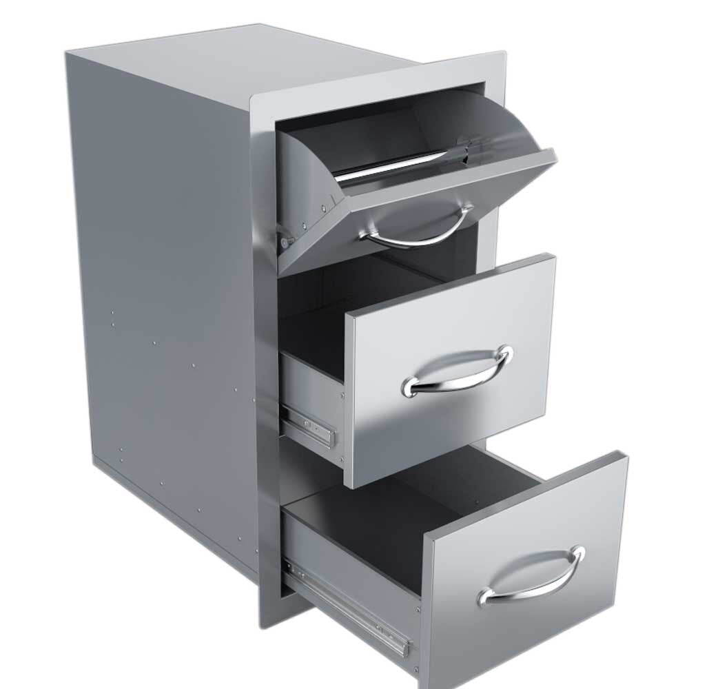 Tilt-Out Paper Towel Holder on the Sunstone Classic Series Flush Style 17” Drawers for easy access while grilling.