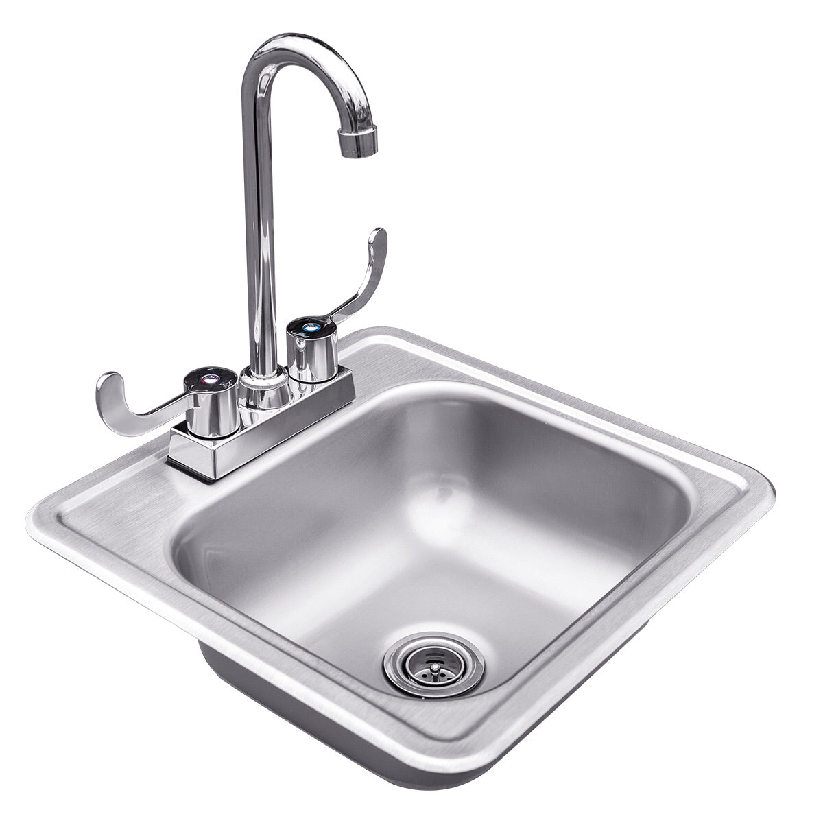Summerset 15" x 15" Stainless Steel Drop-in Sink with Hot/Cold Faucet, perfect addition for outdoor kitchens.