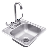 Summerset 15" x 15" Stainless Steel Drop-in Sink with Hot/Cold Faucet, perfect addition for outdoor kitchens.