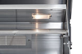 Broilmaster Built-In Stainless Steel Gas Grill 26" with LED control panel lights for nighttime grilling.