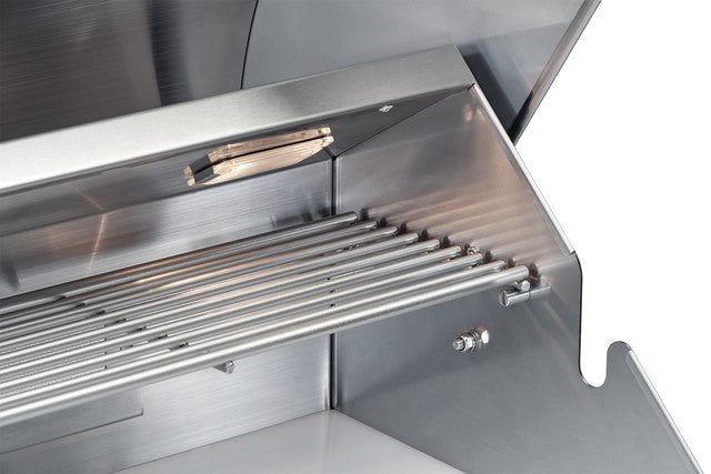 Close-up of Broilmaster Built-In Stainless Steel Gas Grill 26" stainless steel burners designed for high performance.