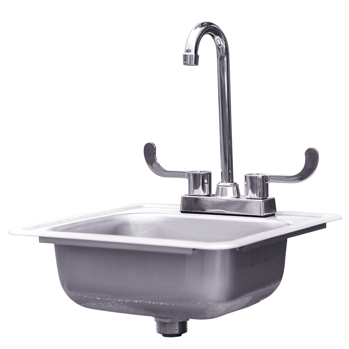 Detailed view of Summerset sink showing the durable #304 stainless steel construction and stopper.