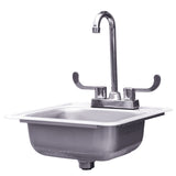 Detailed view of Summerset sink showing the durable #304 stainless steel construction and stopper.