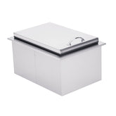 Stainless steel Summerset 28x26" 2.7C Drop-in Cooler with 40lb ice capacity for outdoor kitchens.