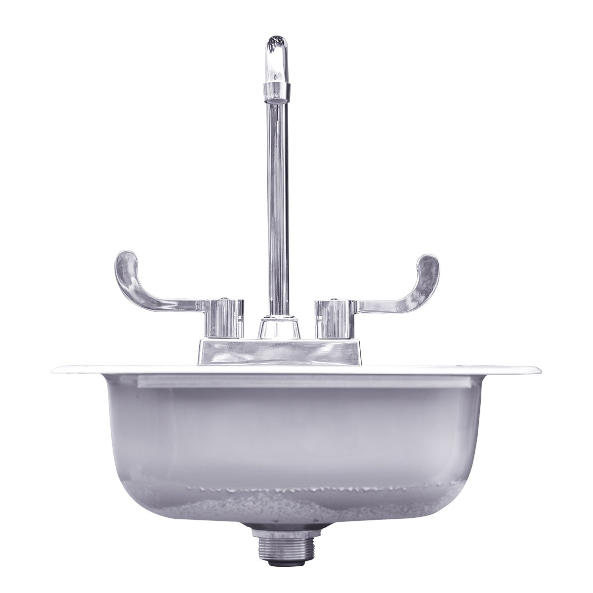 Lifestyle image of the Summerset stainless steel sink set up in a modern outdoor kitchen.
