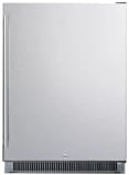 Summerset 21” Deluxe Compact Refrigerator showcasing the sleek #304 stainless steel design with a locking door.