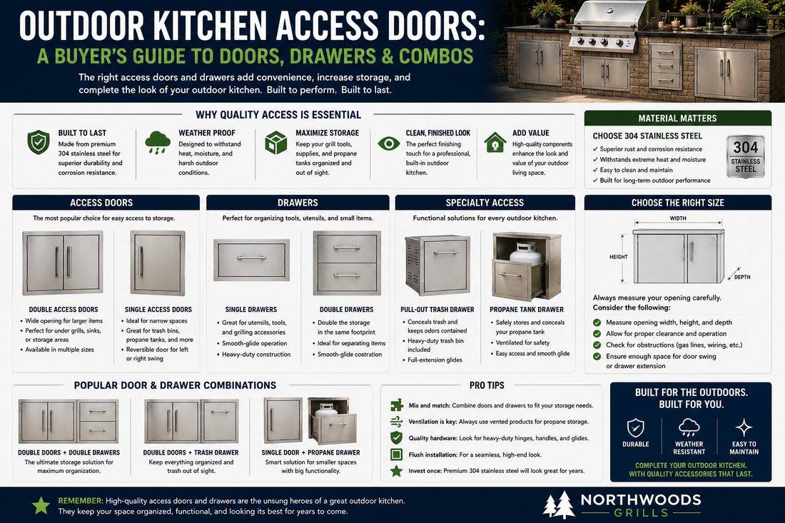 Outdoor Kitchen Access Doors: A Buyer's Guide to Doors, Drawers & Combos