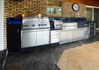 Stainless steel outdoor kitchen cabinets showcasing modern design and durability for outdoor culinary spaces.