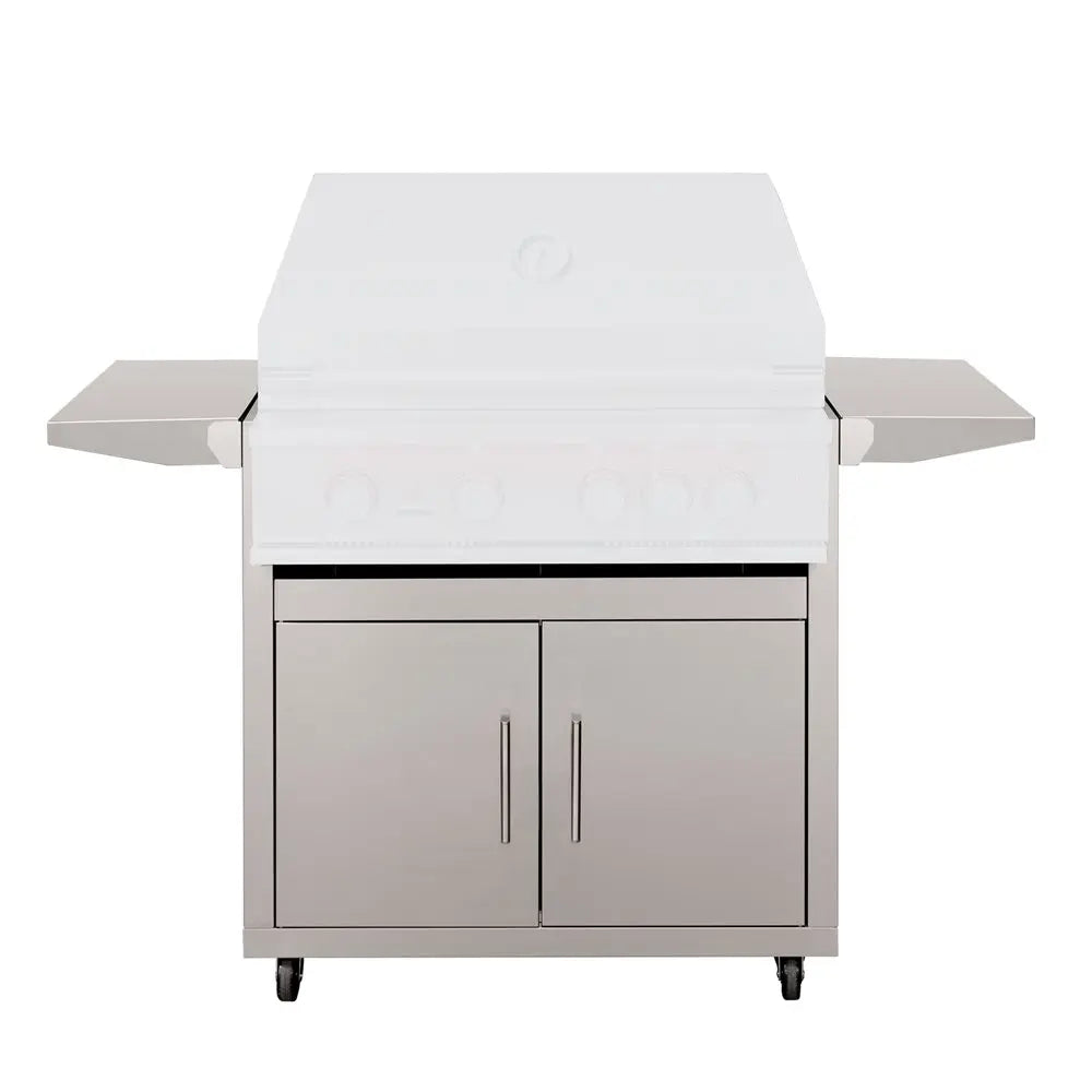 TrueFlame 32-inch deluxe stainless steel outdoor grill cart with storage doors