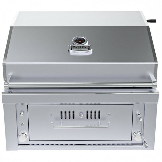 Close-up of Sunstone® Series 30” Hybrid Gas/Charcoal/Wood Built-In Grill's infrared burner highlighting its powerful cooking capabilities.
