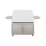TrueFlame stainless steel outdoor grill cart with lid and doors closed