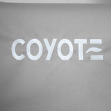 White Coyote logo printed on gray grill cover, close-up view