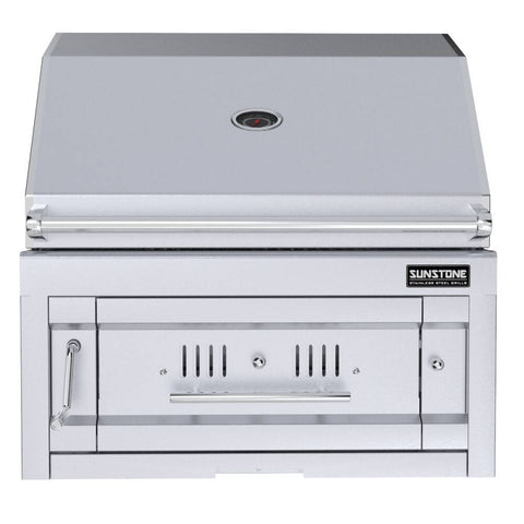 Sunstone 28" Charcoal Built-In Grill SUNCHSZ28 - Adjustable Burn Tray, 304 Stainless Steel
