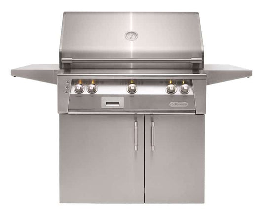 Alfresco XE-36C 36-inch standard grill cart with double doors in 304 stainless steel