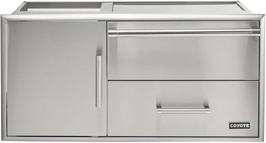 Coyote 42" Access Door with Storage & Warming Drawer Combo