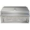 Sunstone 42" Hybrid Gas Charcoal Wood Burning Drop-In Grill showcasing the dual zone cooking system for versatile outdoor cooking.