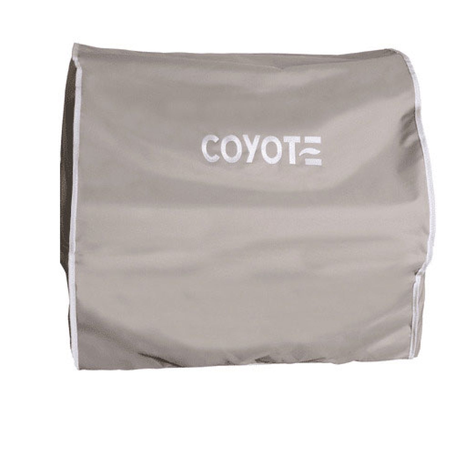 Gray Coyote outdoor grill cover with brand logo, white background