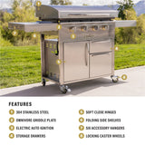 Blackstone Select 36" Griddle with Cabinet featuring four independent heat zones and convenient storage for all grilling needs.