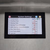 Coyote grill digital control panel touchscreen showing system settings menu