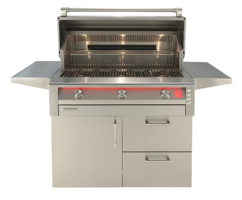 Alfresco Intelligent Professional 36" Freestanding Cart Grill AIPG-36C - 828 Sq In, 3 Burners, 304 Stainless Steel with Rotisserie