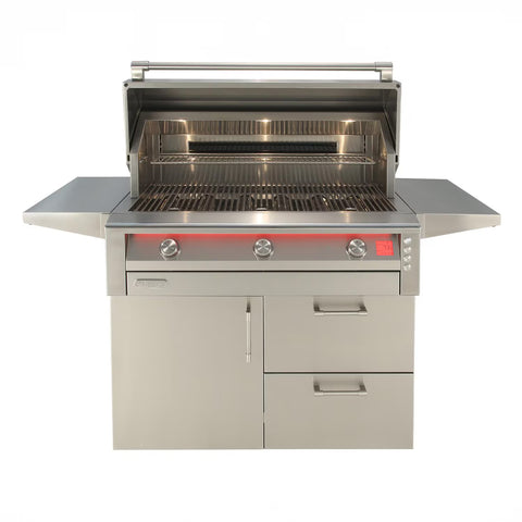 Alfresco Intelligent Professional 42" Freestanding Cart Grill AIPG-42C - 987 Sq In, 3 Burners, 304 Stainless Steel with Rotisserie