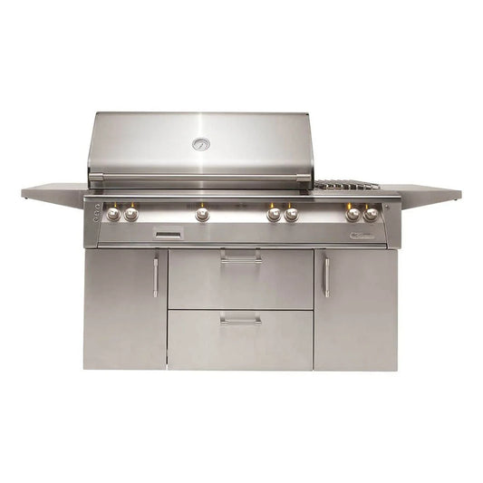 Alfresco ALXE 56" Freestanding Cart Grill ALXE-56C - 3 Burners, 304 Stainless Steel with Rotisserie