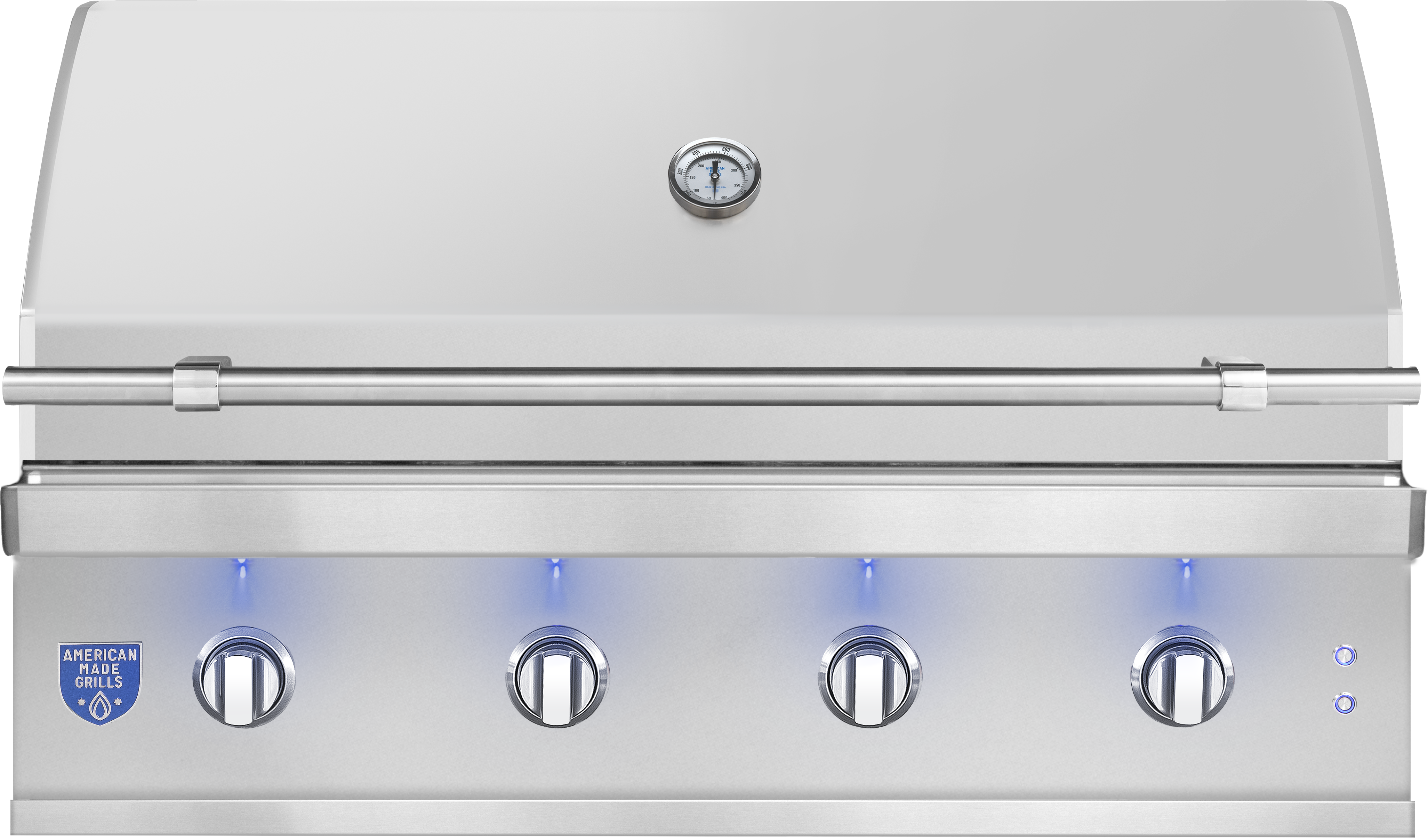 American Made Grills Atlas 42-inch built-in gas grill — front view with the hood closed