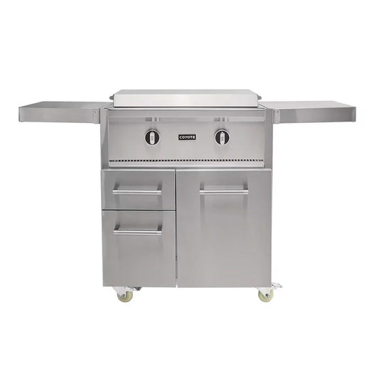 Coyote 30" Flat Top Freestanding Griddle Cart C3FTG30 - 2 Burners, 34,000 BTUs, 400 Sq In