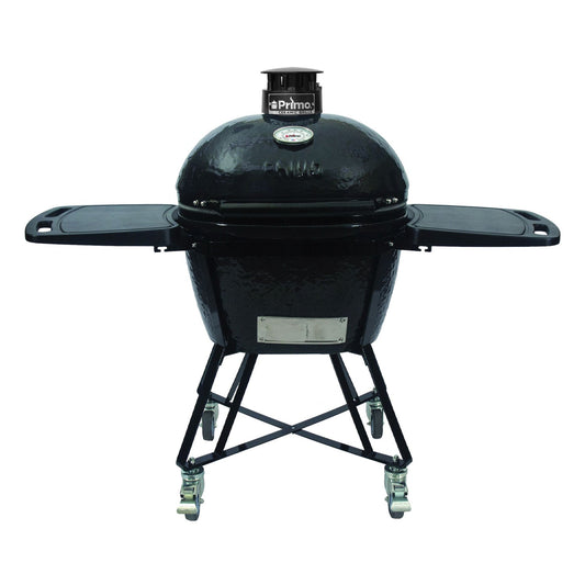 Primo cradle with side tables for Oval Large ceramic charcoal grill, All-In-One stand setup